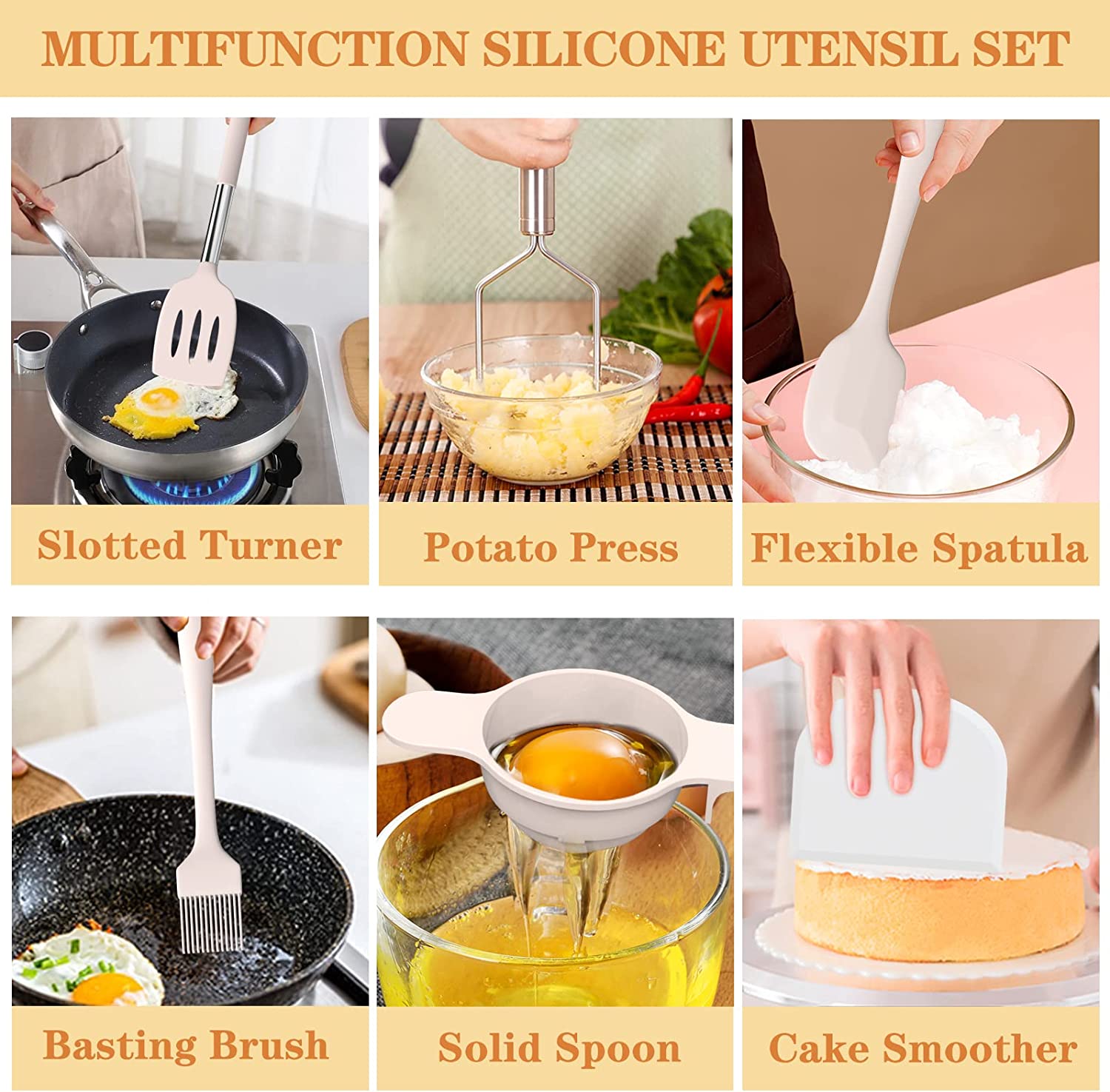 Silicone cooking tool set, chef 43 pieces heat-resistant kitchen tools