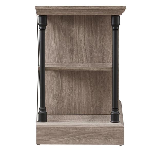 58.25 in. Industrial Open Architecture Media Electric Fireplace in Bleached Gray