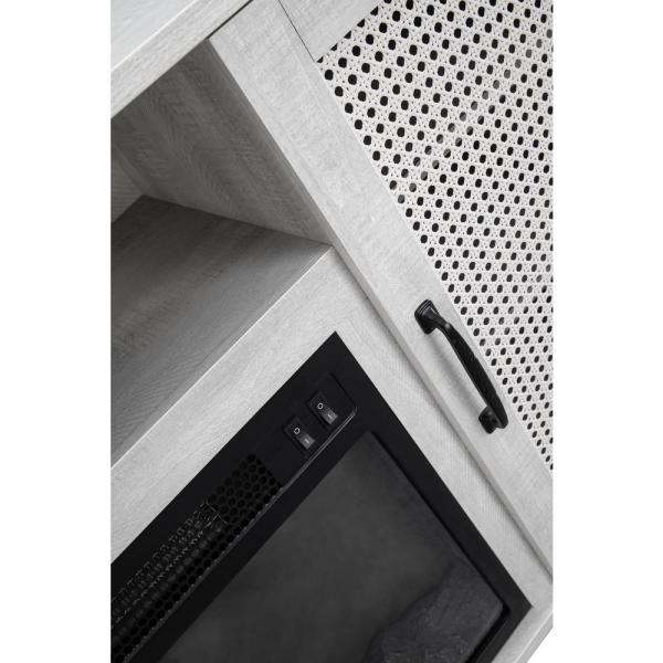 54 in. Saw Cut-Off White TV Stand for TVs up to 60 in. with Electric Fireplace