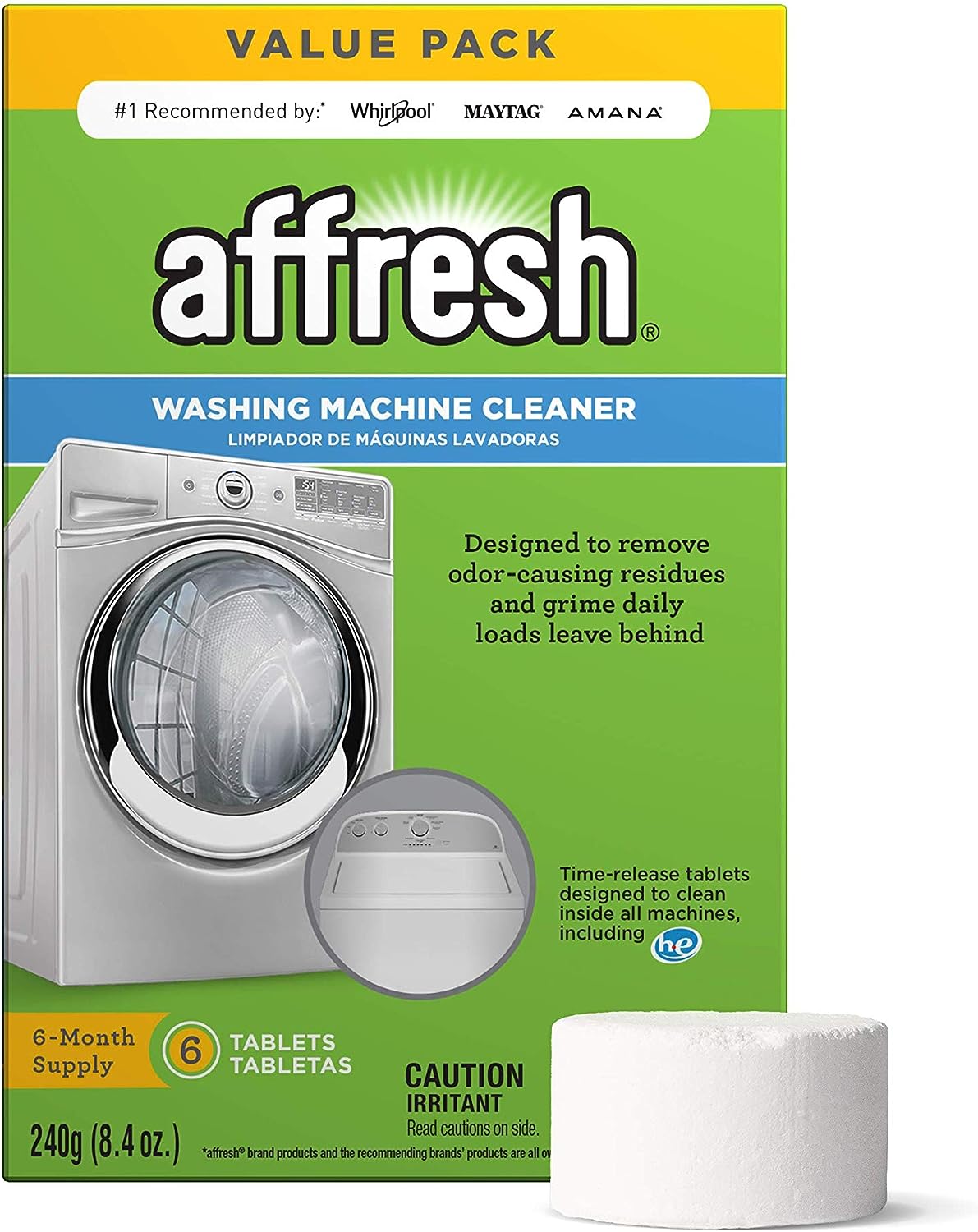 Affresh Washing Machine Cleaner, Cleans Front Load and Top Load Washers, Including HE, 6 Tablets