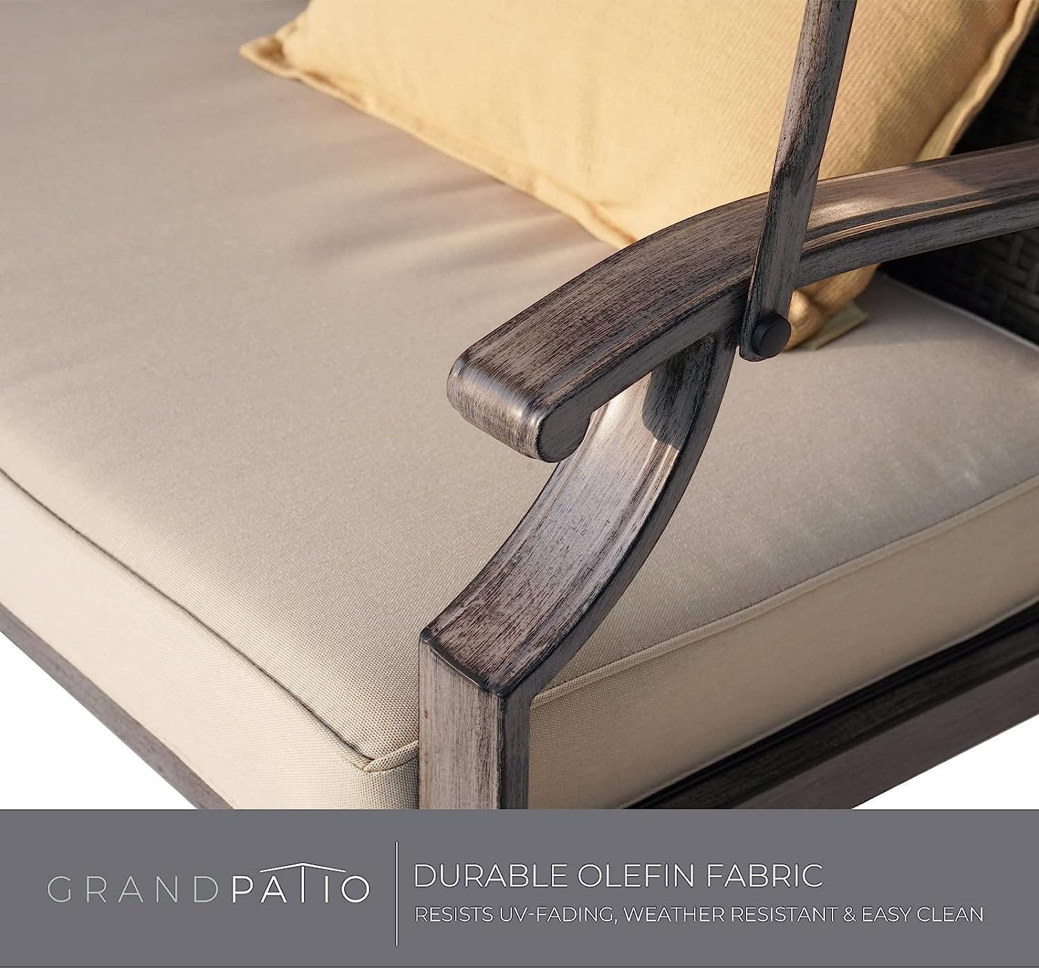 Grand Patio Outdoor Porch Swing 3-Seat with Canopy and Removable Cushion for Garden, Backyard, Poolside, Weather Resistant Powder Coated Steel, Beige