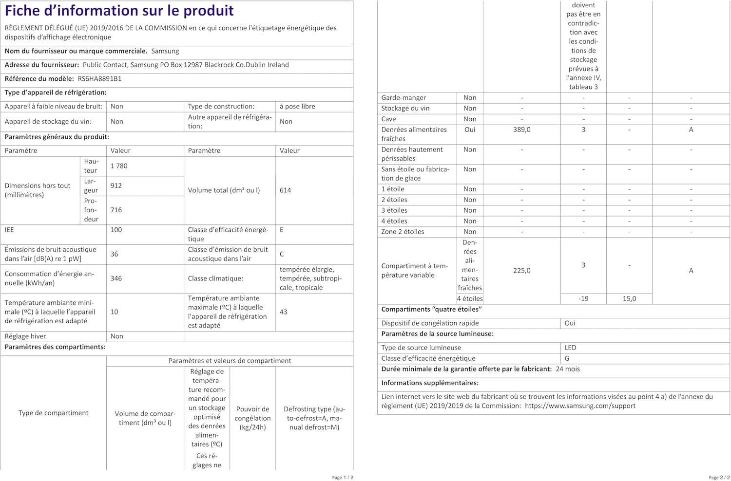 Samsung RS6HA8891B1/EG Side by Side premium noir