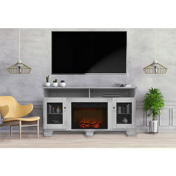 Savona 59 in. Electric Fireplace in White