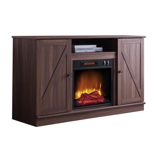 48in. Barn Wood Media Electric Fireplace in Rustic Barn Wood Brown