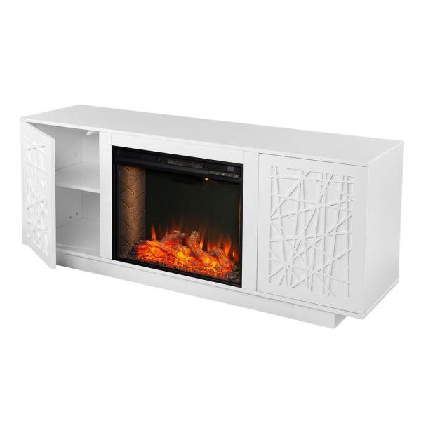 Luke 60 in. Alexa Enabled Smart Electric Fireplace in White