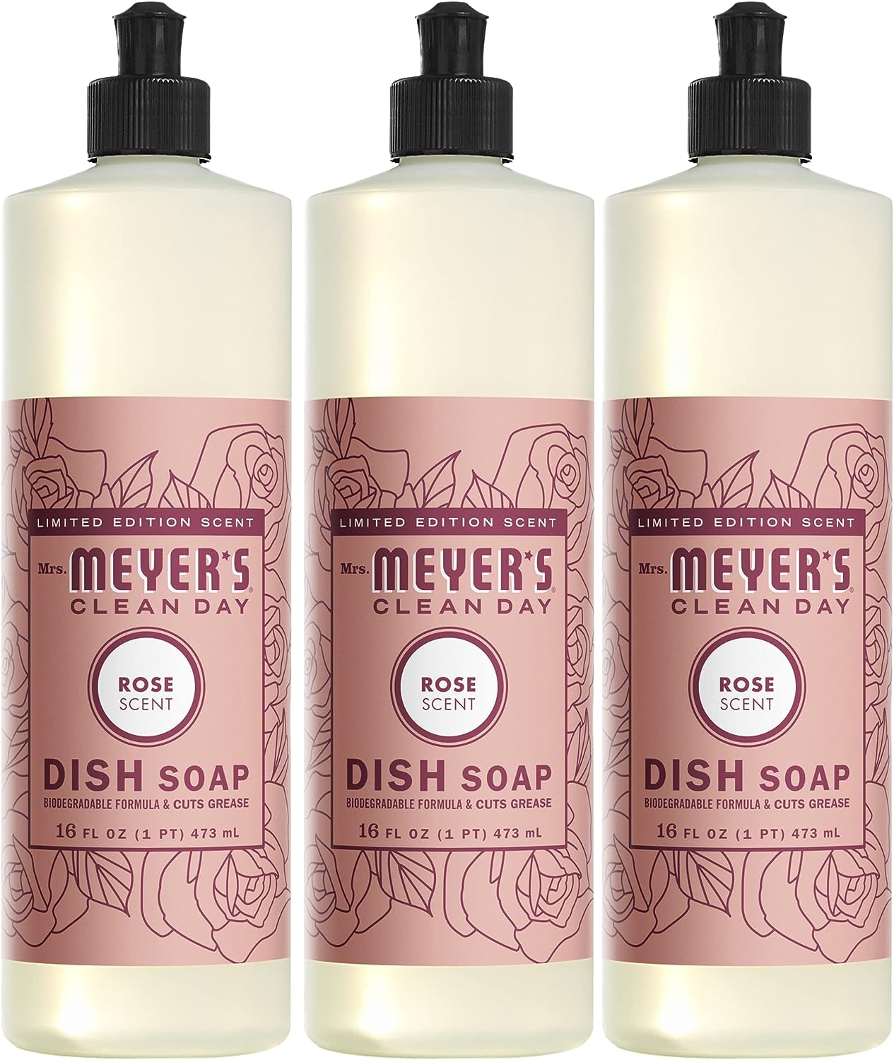 Mrs. Meyer's Liquid Dish Soap, Biodegradable Formula, Lemon Verbena, 16 Fl. Oz - Pack Of 3