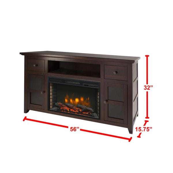 Winchester 56 in. Freestanding Electric Fireplace TV Stand in Dark Walnut