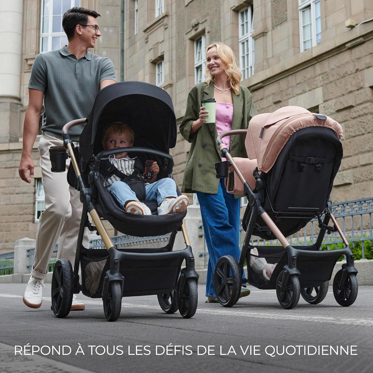 Kinderkraft MOOV2 Poussette 3 en 1, Système de voyage de la naissance à 27 kg, Siège auto Mink PRO I-Size inclus, Capote extensible avec filtre UPF50+, Accessoires pratiques, Gris