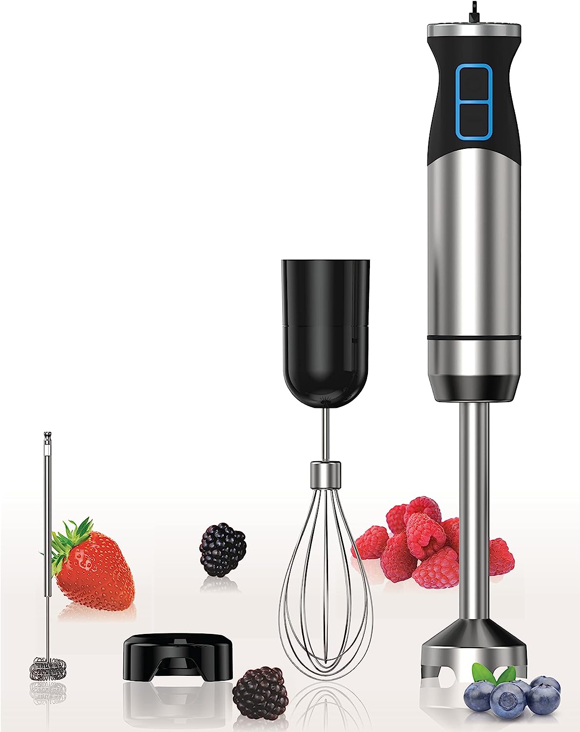 New 2024 Sofanci Immersion Electric Hand Held Stick Blender 3-in-1 Hand Blender 12-Speed with Turbo Mode 800W Full Copper Motor Titanium Stainless Steel Blades to Blend, Puree, Whisk & Froth
