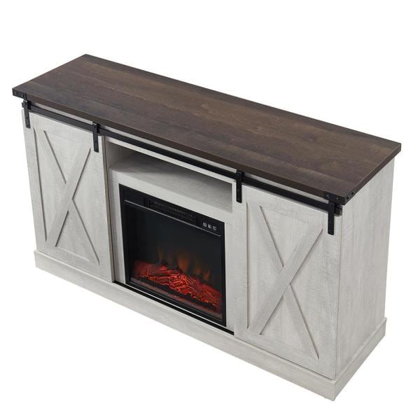 Nadine 15.43 in. W Electric Fireplace TV Stand in Off-White