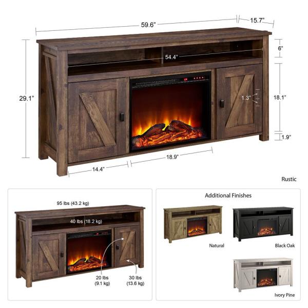 Brownwood 59.625 in. Electric Fireplace TV Console for TVs up to 60 in. in Ivory Oak