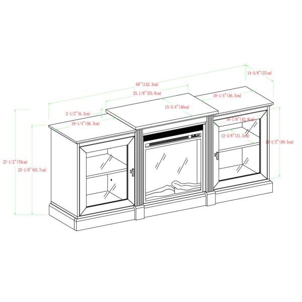 60 in. Dark Walnut Composite TV Stand Fits TVs Up to 66 in. with Electric Fireplace