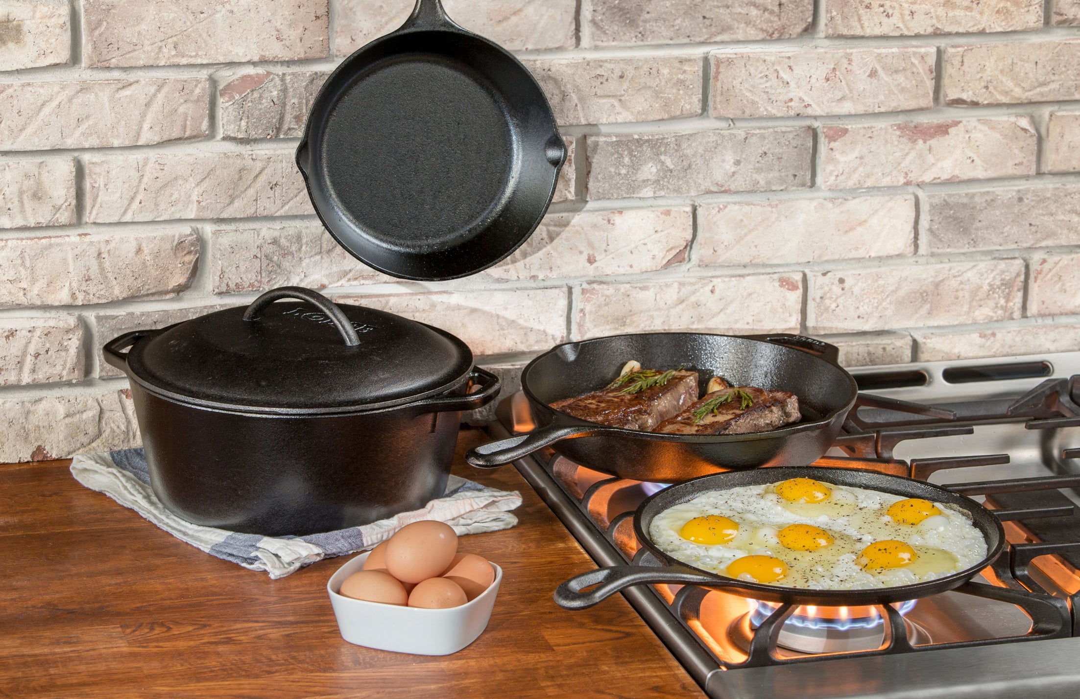 Pre-Seasoned Cast Iron 5 Piece Set, L5HS3, 5 Piece Combo Set