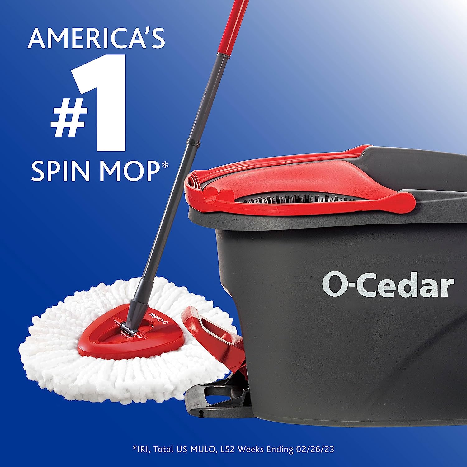 O-Cedar EasyWring Microfiber Spin Mop, Bucket Floor Cleaning System, Red, Gray