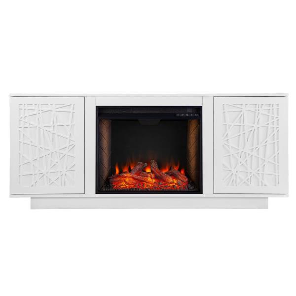 Luke 60 in. Alexa Enabled Smart Electric Fireplace in White