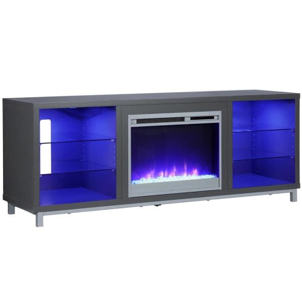 Cleavland 64.76 in. Freestanding Electric Fireplace TV Stand in Graphite Gray