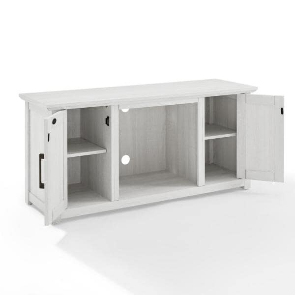 Camden Whitewash 48 in. Low Profile TV Stand with Fireplace Fits 50 in. TV with Cable Management