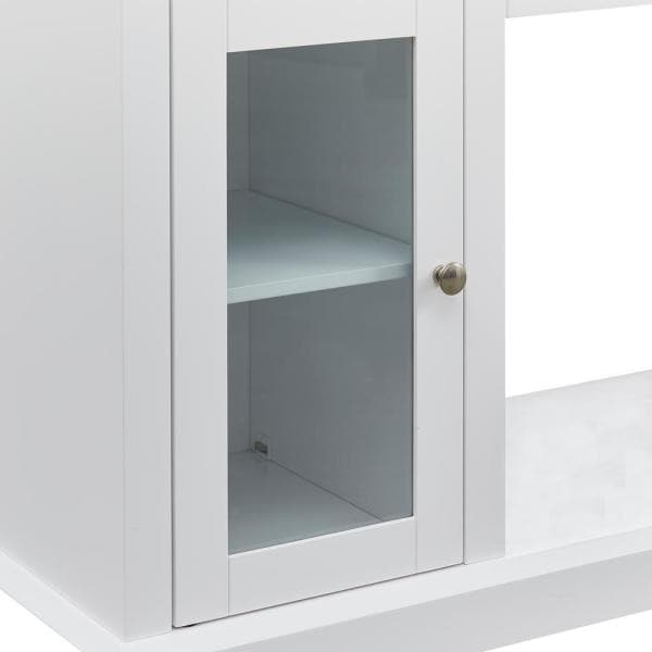 47.5 in. TV Stand Cabinet Sideboard with Electric Fireplace White Fits TV's Up to 55 in. with Ajustable Shelves