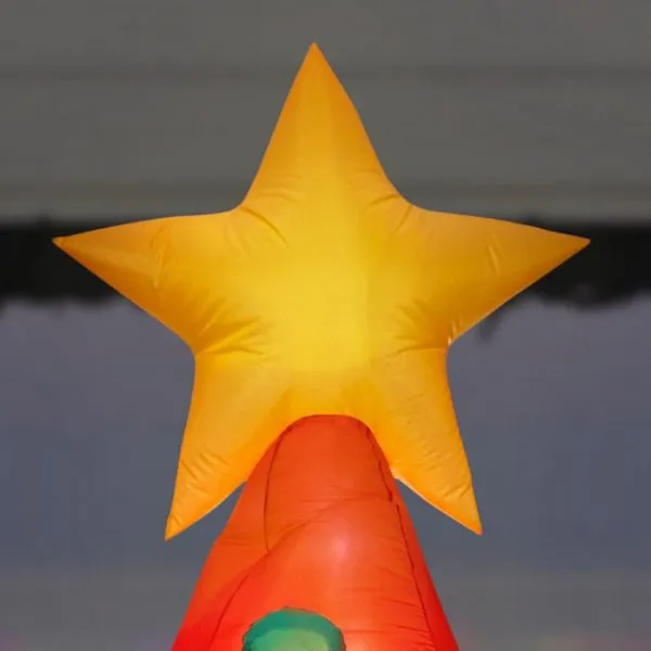 Christmas-12 5 ft inflatable fuzzy plush red christmas tree