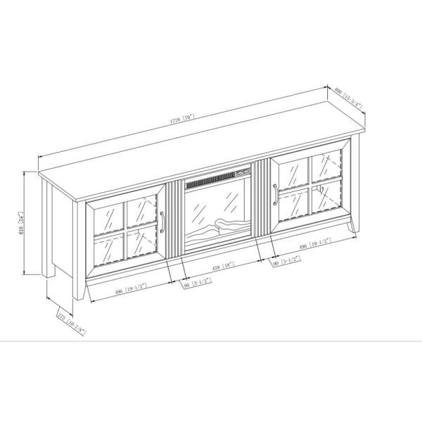 70 in. Gray Wash Composite TV Stand 75 in. with Electric Fireplace