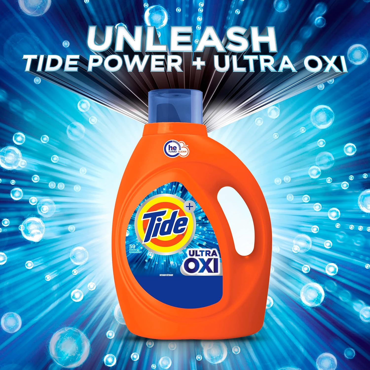 Tide Ultra Oxi Liquid Laundry Detergent, 59 Loads, 84 fl oz, HE Compatible