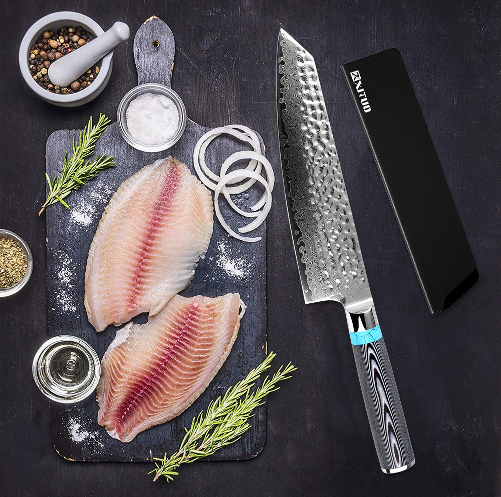 8 Inch Chef Knife High Quality Damascus VG10 Blade Professional Japanese Kitchen Knife Cleaver Kiritsuke with Knife Cover