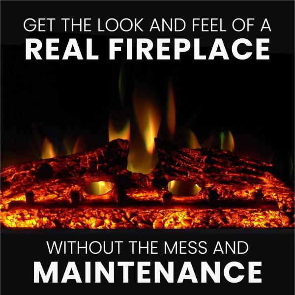 Savona 59 in. Electric Fireplace Heater TV Stand in Mahogany with Enhanced Log Display and Remote