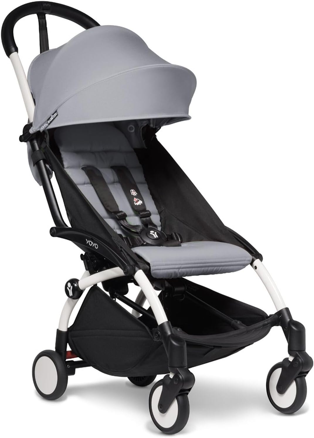 Poussette BABYZEN YOYO2 6+ (Cadre noir + pack couleur Aqua) - Comprend un harnais, un dossier, des arceaux de capote, une bandoulière, un coussin d’assise, et une capote assortie