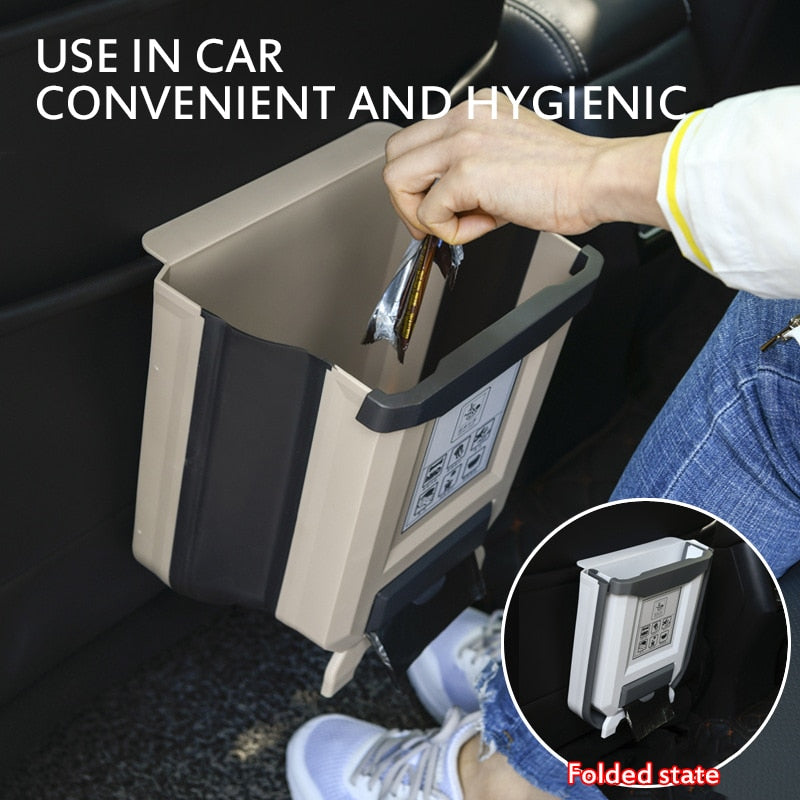 Folding Waste Bin Kitchen Cabinet Door Hanging Trash Bin Trash Can Wall Mounted