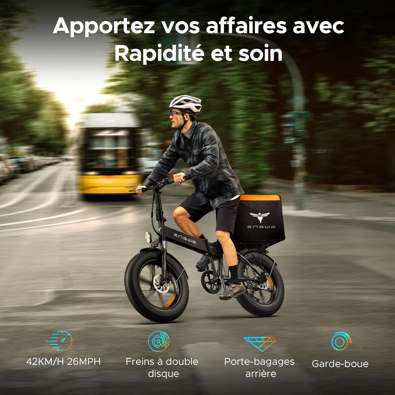 ENGWE EP-2 Pro Vélo électrique Pliable 20 × 4.0 Fat Bike Electrique 7 Vitesses avec Batterie Amovible 48V 13Ah Autonomie 120km Tout-Terrain & VTT & Plage & Neige