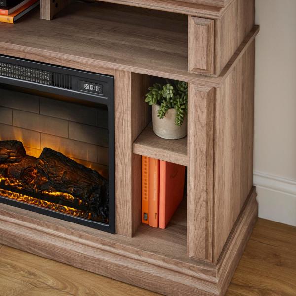 Wolcott 48 in. Media Console Electric Fireplace in Prairie Ash