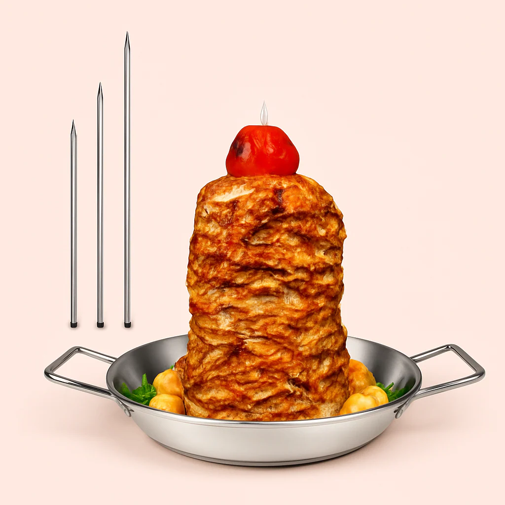 Vertikal Rustfrit St?l Grillspyd - S?lv, Hjemmelavet Kebab Perfektion