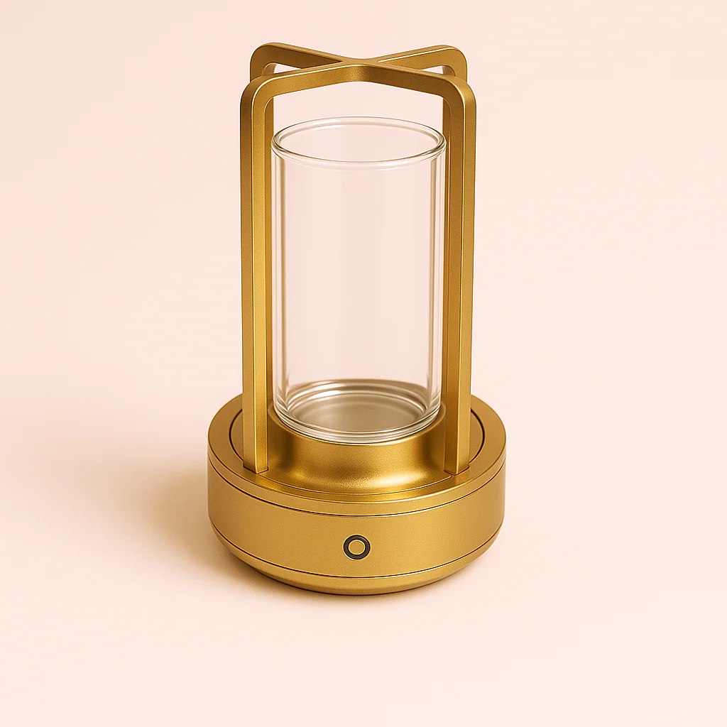 Retrodesign Krystalbordlampe - Guld, Sort - Batteridrevet LED Elegance