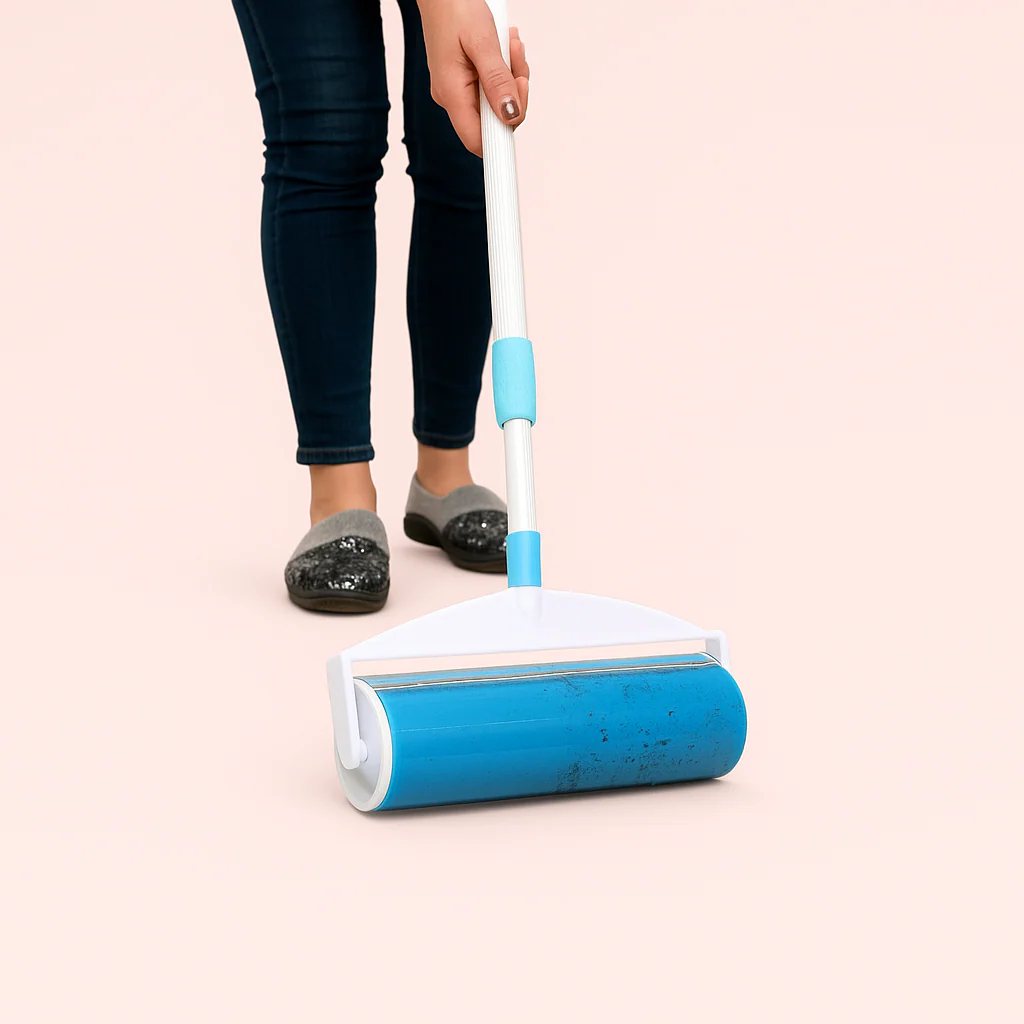 Effektiv Genanvendelig Fnugrulle - Bl?t Design, Langt Skaft & Ergonomisk