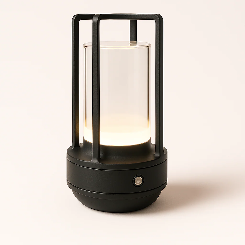 Retrodesign Krystalbordlampe - Guld, Sort - Batteridrevet LED Elegance