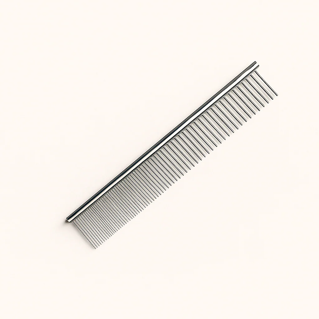 Dobbeltsidet Hundekam i Rustfrit St?l - S?lv - St?rrelser: 16x3cm, 19x3.5cm