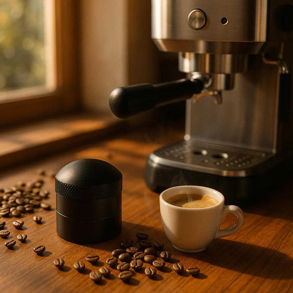 Kaffefordeler med Nåle: Jævn Fordeling til Espresso - 53 mm - Sort Metal