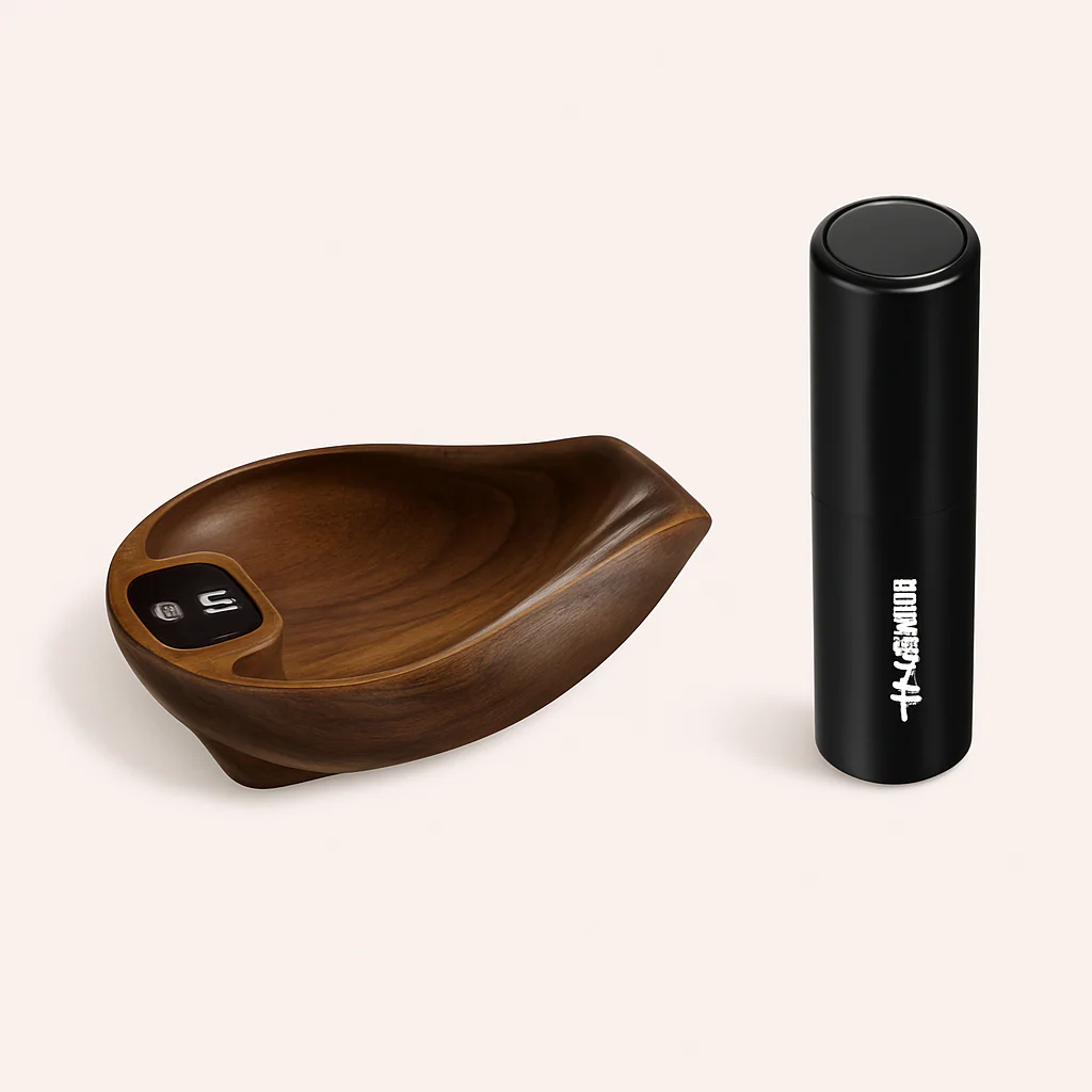 Køkkenvægt med Digital Skærm og Krydderikværn - Brun/Sort, Træ/Metal Finish