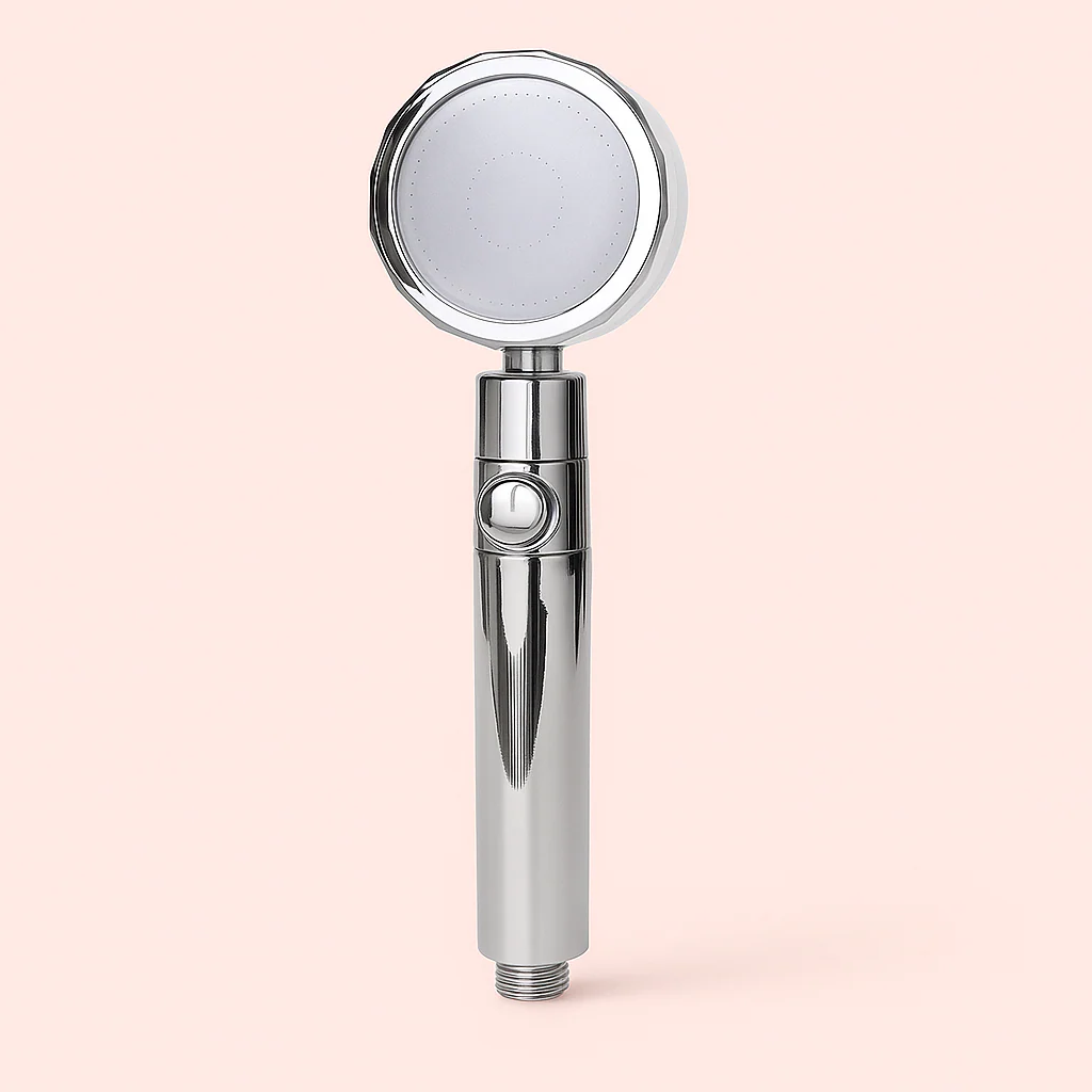 Filter Brusehoved i S?lv - Justerbar Vandstr?m, H?jt Tryk og Ergonomisk Design
