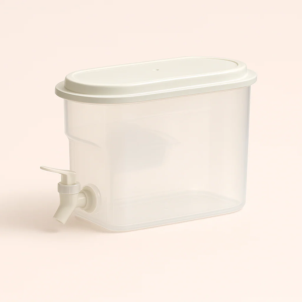 Vandbeholder med Tappehane - Kompakt, Hvid/Gennemsigtig Plast, Moderne Design