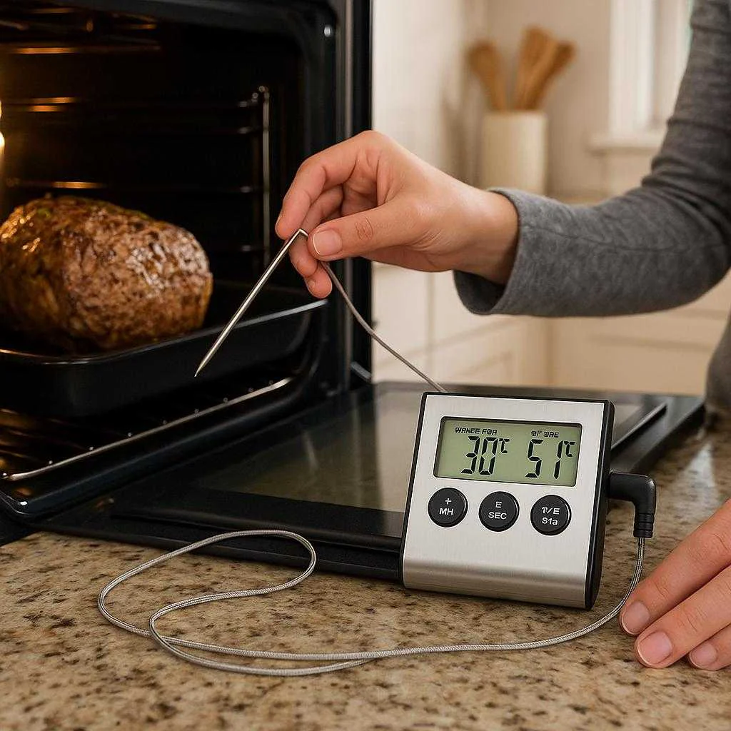 Stegetermometer Trådløst Sølv/Sort - LCD Display, Metal og Plastik, Professionelt Til Grill