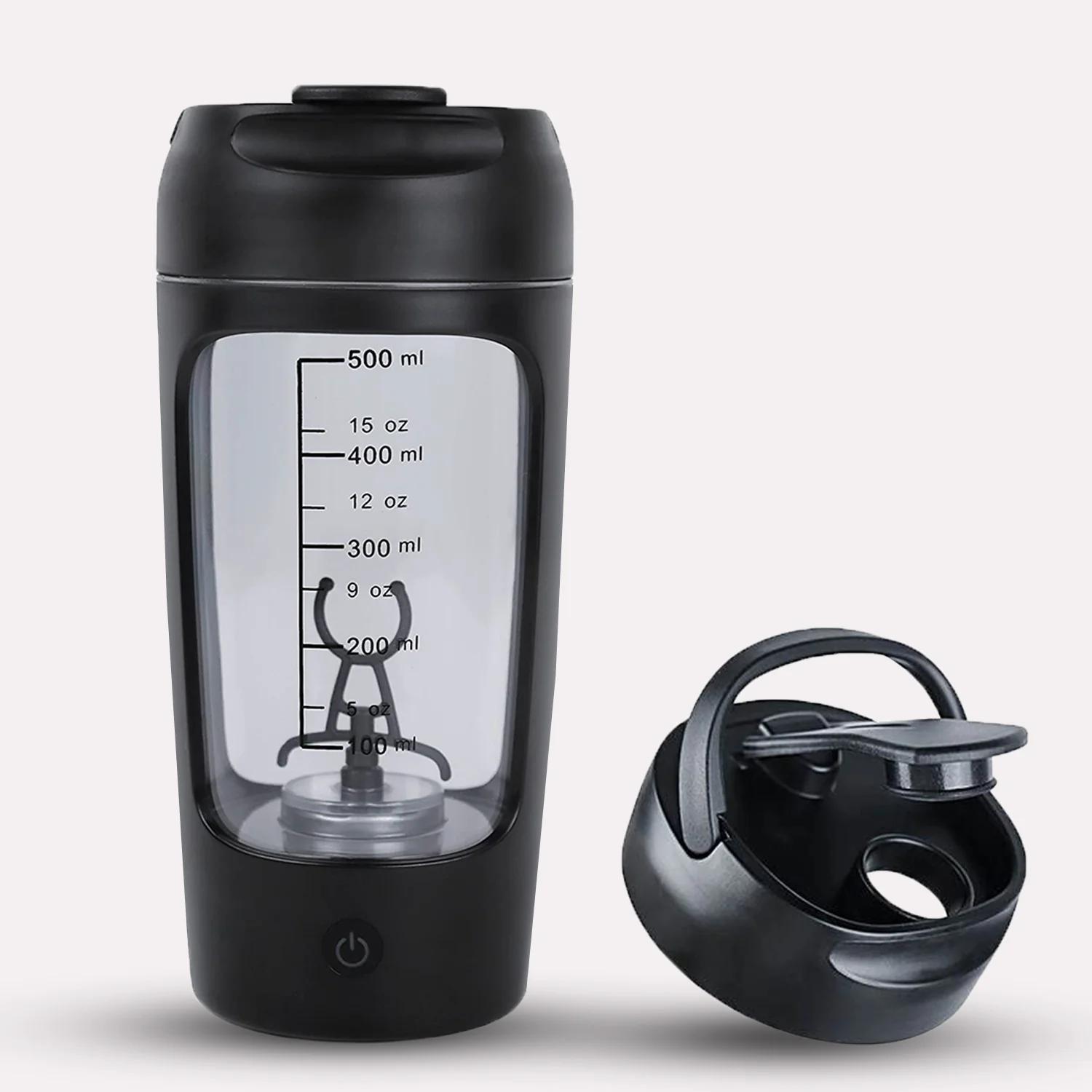 Protein Shaker Automatisk Mixer - Sort, 500ml, Elektrisk, Klumpfri Blending, Genopladelig