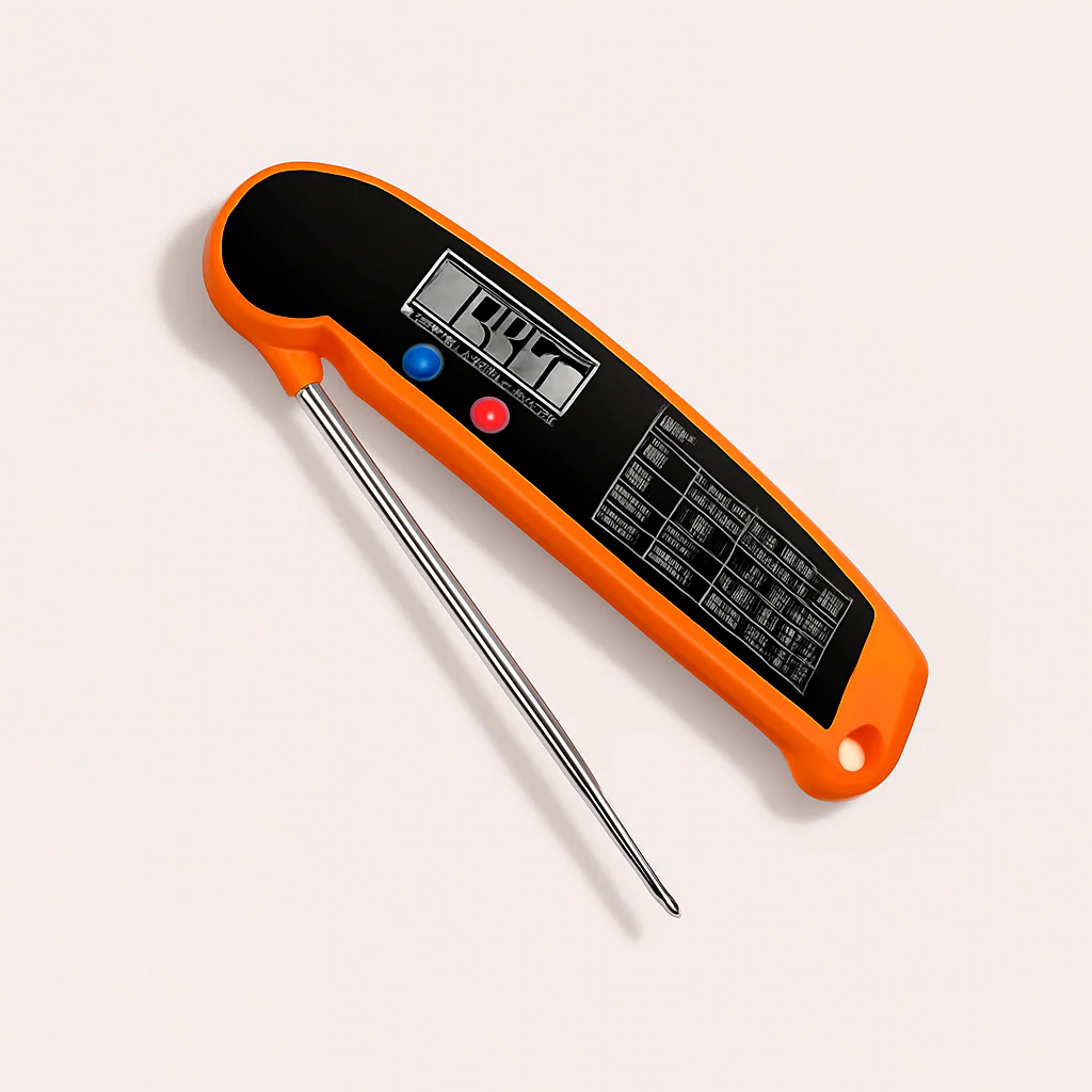 Præcision Kødtermometer - Orange og Sort, Ultrahurtig Temperaturmåling ved Madlavning