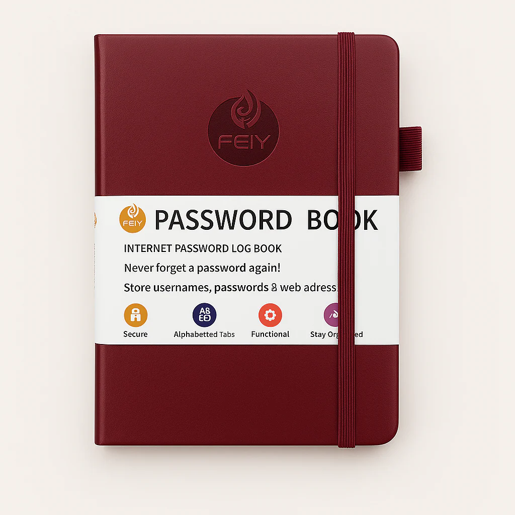 Alfabetiske Password Notebok - Vinr?d, Rosaguld, Lilla, Pr?cis Opbevaring