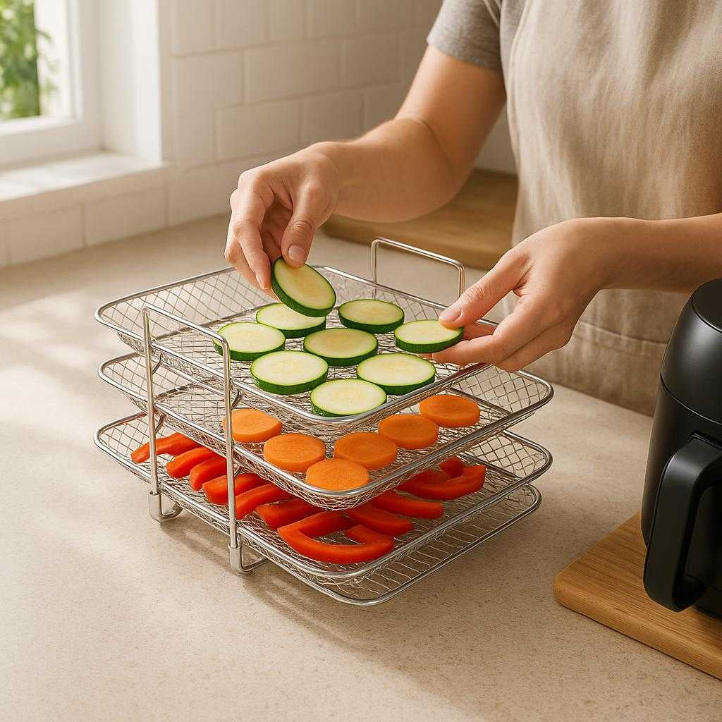Airfryer Tilbehør Sølv Rustfrit Stål - Effektiv Madlavning til Moderne Køkkener
