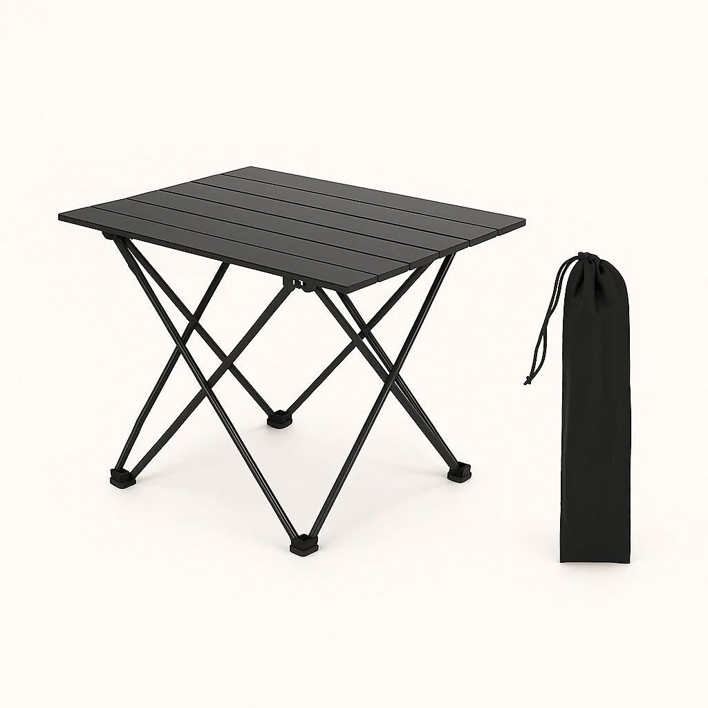 Bord i Sort Aluminium - Sammenklappeligt, Letv?gts Design Til Camping, Picnic - Small, Medium, Large