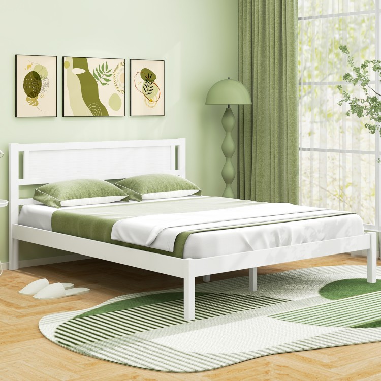 Twin/Full/Queen Size Wood Bed Frame with Headboard and Wooden Slats Support