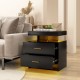 LED Nightstand with 2 Storage Drawers for Bedroom