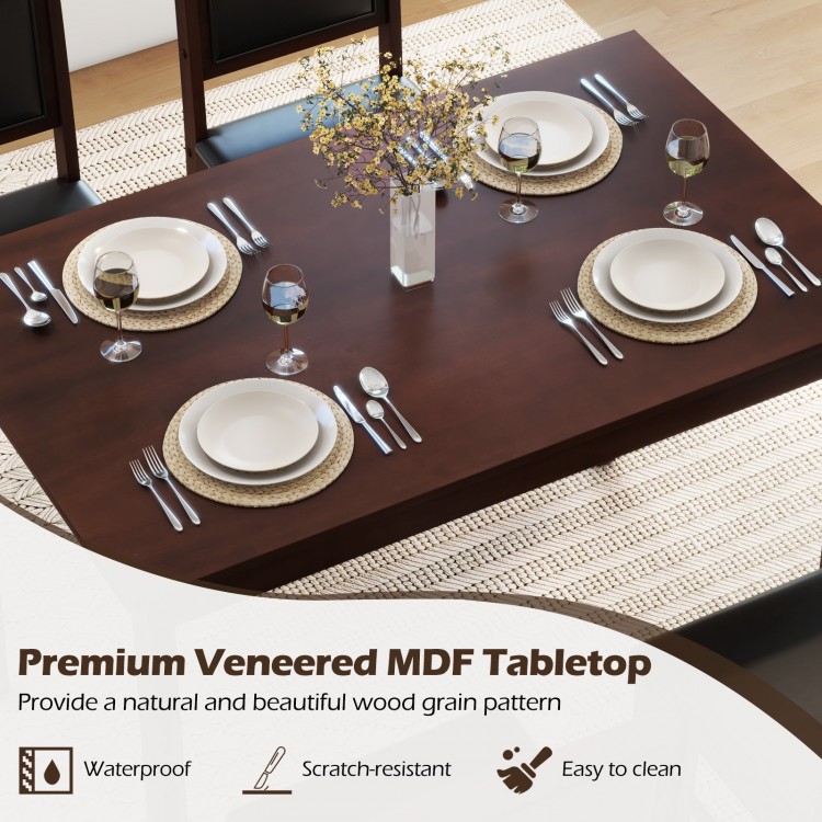 5-Piece Dining Set for 4 with Rubber Wood Legs for Small Dining Room