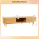 63 Inches Mid Century Modern Bamboo TV Stand with Sliding Doors
